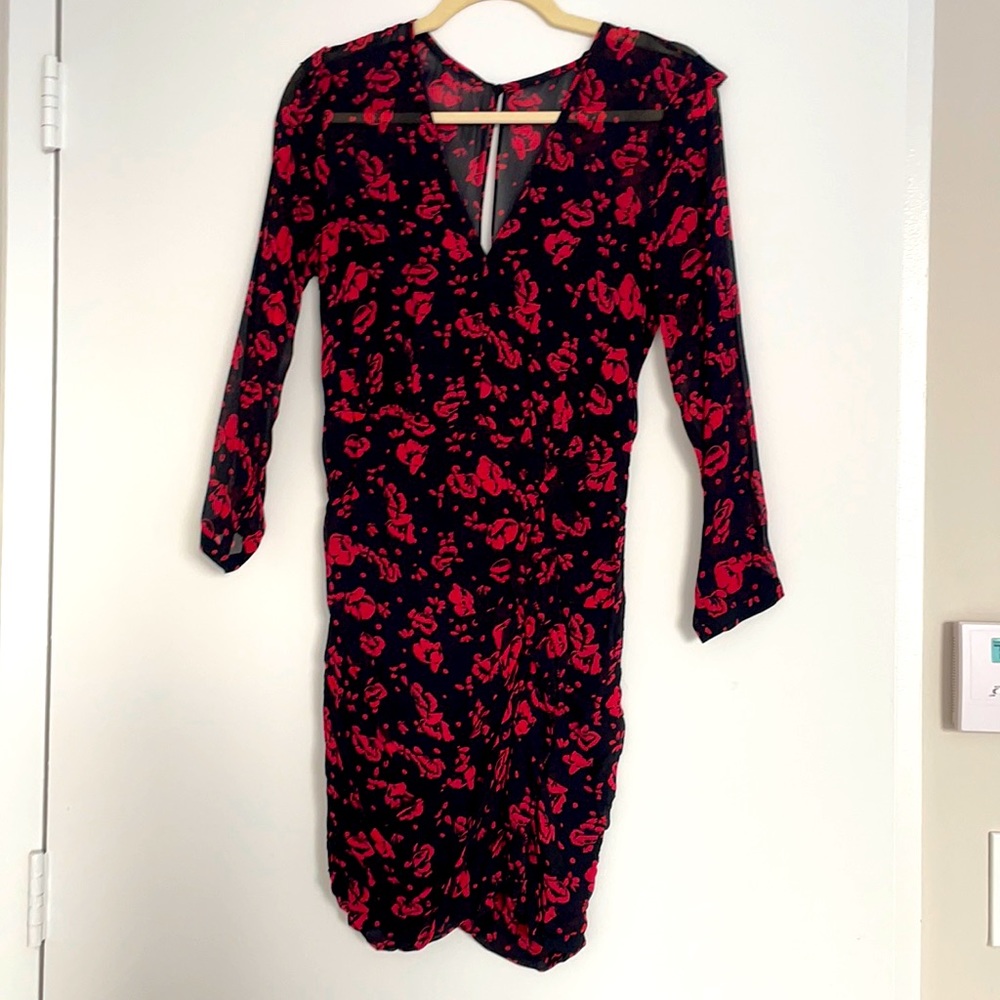 All saints silk floral mini dress